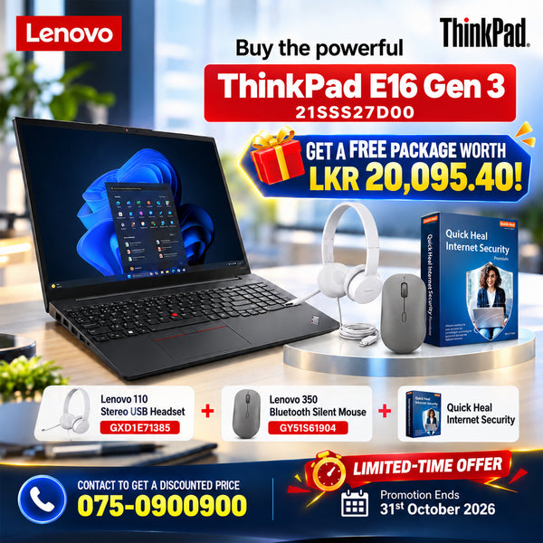 ThinkPad E16 Gen 3, Intel® Core™ Ultra 5 225H 16GB 512GB 16 WIF BL -3Y & 1Y B & A