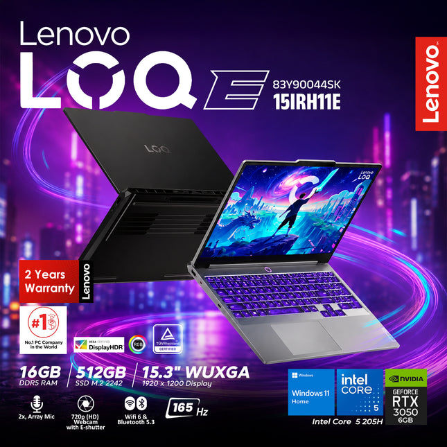 NB LOQ 15IRH11E CORE5 Intel Core™ 5 205H 16GB 512GB RTX 3050 WIN 11H-3Y & 1 Y B & A