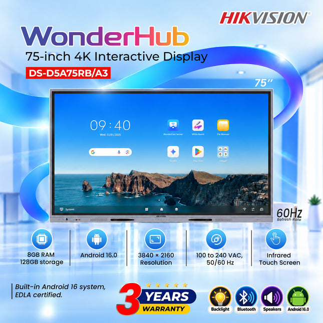 DS-D5A75RB/A3 75-inch 4K Interactive Display-3Y