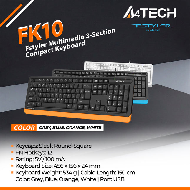 A4Tech FK10 Fstyler Wired Keyboard