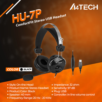 HU-7P  ComfortFit Stereo USB Headset -1Y