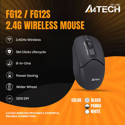 FG12 A4Tech Fstyler 2.4G Wireless Mouse USB