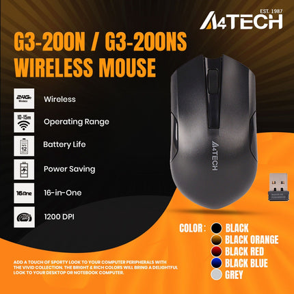 A4Tech G3-200N 2.4G V-Track Wireless Optical Mouse