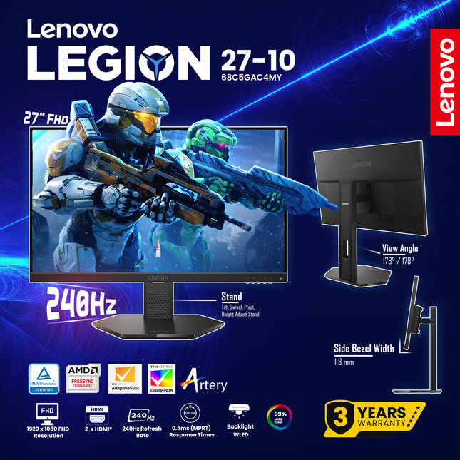 68C5GAC4MY Lenovo Legion 27-10 -240HZ 3Y