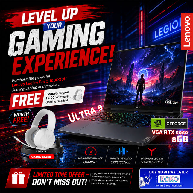 Lenovo Legion Pro 5 16IAX10H Gaming Laptop – Intel Core Ultra 9 275HX, RTX 5060 8GB, 16" (83F3005TLK)