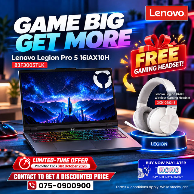 83F3005TLK Lenovo Legion Pro 5 16IAX10, Intel® Core™ Ultra 9 275HX (E-cores up to 4.60GHz, 36MB), 16" GeForce RTX™ 5060 8GB-3Y