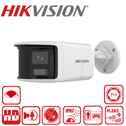 DS-2CD1T63G2P-LIUF/SL 6 MP Dual Lens Stitched Wide Angle Smart Hybrid Light Fixed Bullet Network Camera