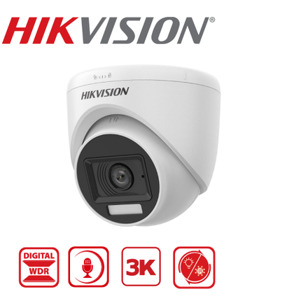 DS-2CE76K0T-LPFS 3K Smart Hybrid Light Audio Indoor Fixed Turret Camera-2Y