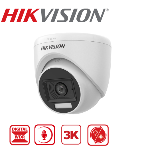 DS-2CE76K0T-LPFS 3K Smart Hybrid Light Audio Indoor Fixed Turret Camera-2Y