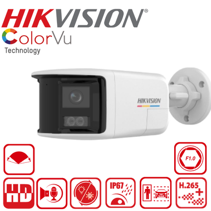 DS-2CD1T67G2HP-LIUF/SL 6 MP Dual Lens Stitched Wide Angle ColorVu with Smart Hybrid Light Fixed Bullet Network Camera
