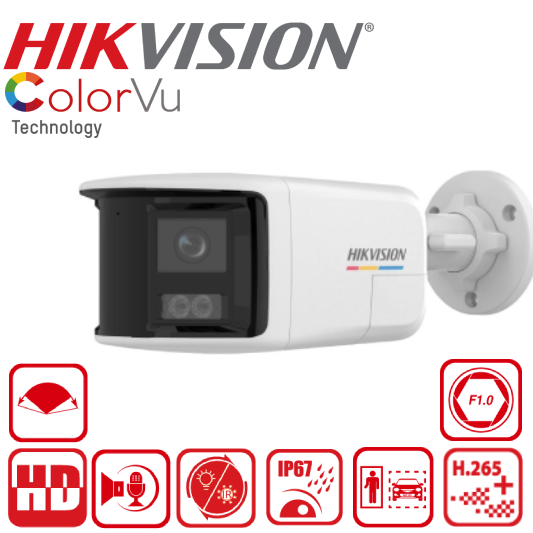 DS-2CD1T67G2HP-LIUF/SL 6 MP Dual Lens Stitched Wide Angle ColorVu with Smart Hybrid Light Fixed Bullet Network Camera
