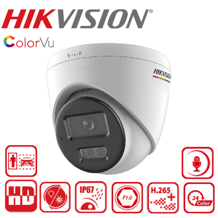 DS-2CD1327G2H-LIUF/SL 2 MP ColorVu with Smart Hybrid Light Fixed Turret Network Camera