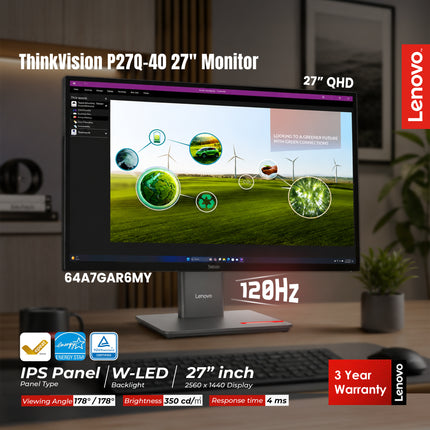 64A7GAR6MY LENOVO THINKVISION MONITOR P27Q-40
