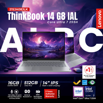 21SJA08JLK - ThinkBook 14 G8 IAL Core Ultra 7 255H DOS 16GB 512GB 60WH DOS