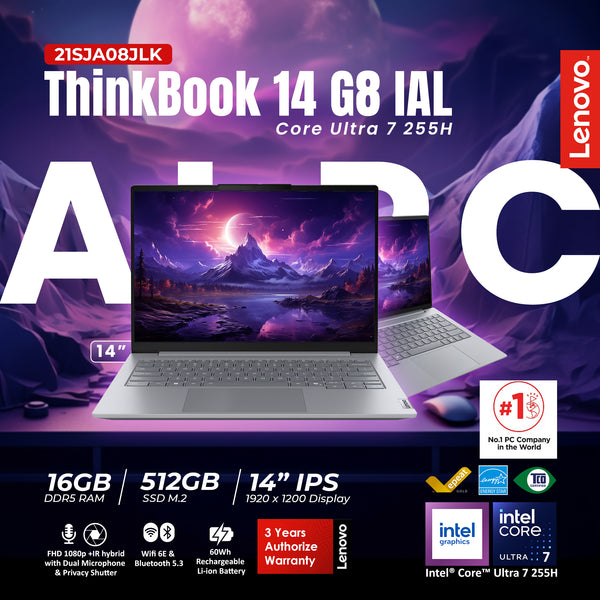 21SJA08JLK - ThinkBook 14 G8 IAL Core Ultra 7 255H DOS 16GB 512GB 60WH DOS