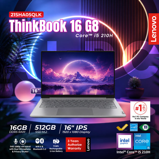 ThinkBook 16 G8 I5 210H 16" 16GB 512GB WIFI BL 71WH FR DOS-21SHA05QLK LAPTOP